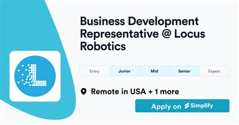 Business Development Representative Locus Robotics Simplify Jobs