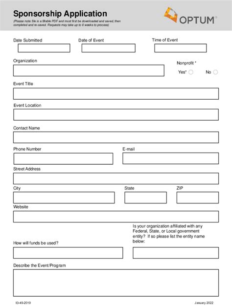 Fillable Online Optum Sponsorship Request Form Optum Sponsorship