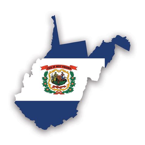 West Virginia State Shaped Flag Sticker Decal - Self Adhesive Vinyl ...