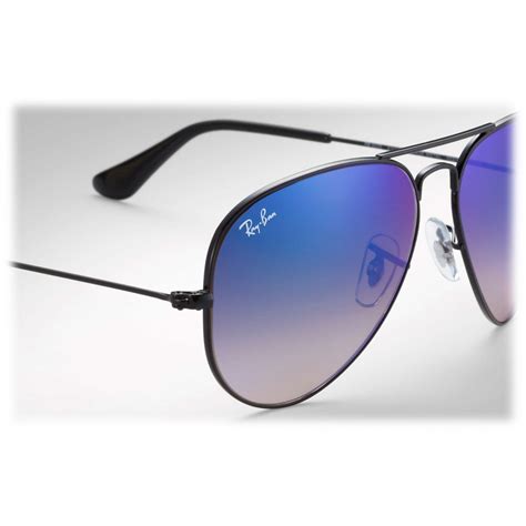 Ray Ban Rb3025 0024o Original Aviator Flash Lenses Gradient Black Blue Gradient Flash