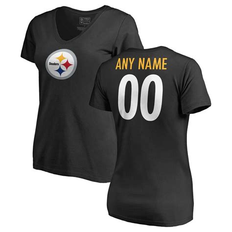 Nfl Pro Line Pittsburgh Steelers Women S Black Any Name And Number Logo Personalized T Shirt