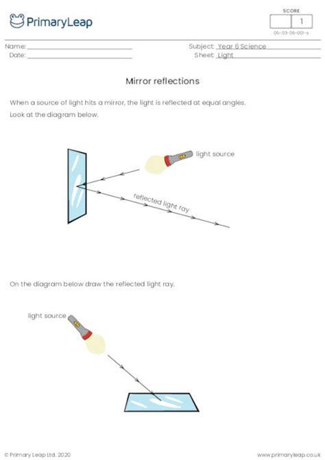 Science Mirror Reflections Worksheet Uk