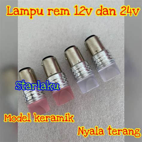 Jual Bayonet Kaki 2 Lampu Rem Kedip Strobo Model Keramik Putih 24v