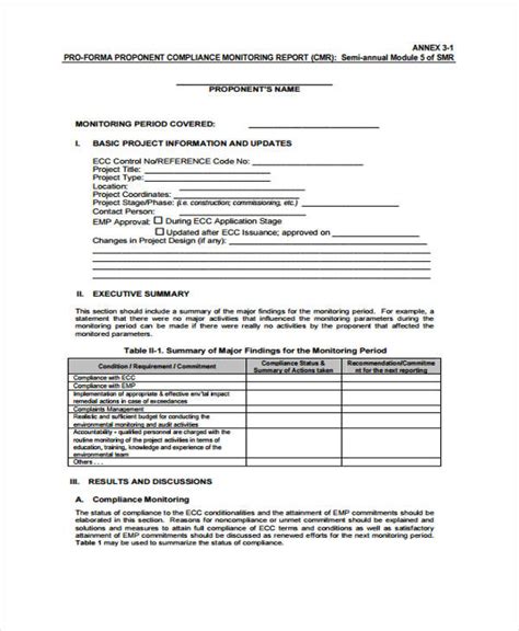 Compliance Monitoring Report Template Best Template Ideas