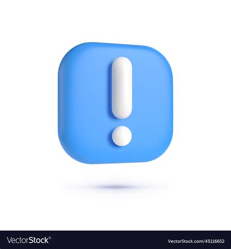 Blue Exclamation Mark Symbol Attention Sign 3d Vector Image