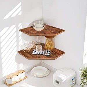 Bcozlux Corner Shelf Wall Mount Set Of Floating Corner Shelves Wood