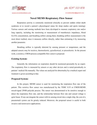 Novel Mems Respiratory Flow Sensor PDF