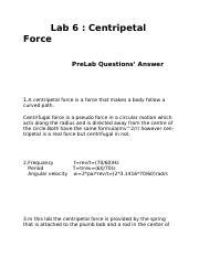 Understanding Centripetal Force Lab Prelab Questions Answered