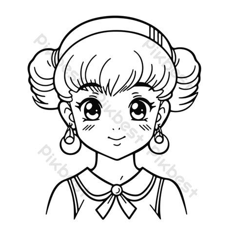 Outline Sketch An Anime Girl Coloring Page Drawing Vector PNG Images | PNG Free Download - Pikbest