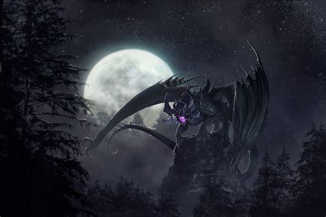 Free Download Hd Wallpaper Night Fantasy The Moon Dragon Art