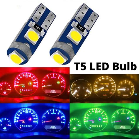 2PCS T5 Led Bulb W3W W1 2W Led Canbus Car Interior Lights Dashboard