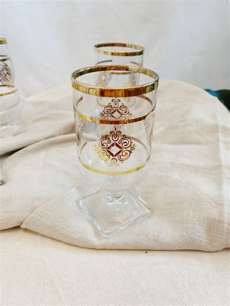 Vintage Square Bottom Glassware Set Etsy