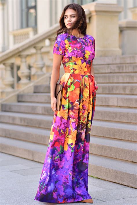 Floral Dress Colorful Dress Maxi Dress Summer Dress Purple Etsy