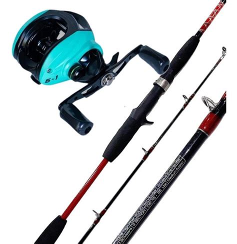 Combo Pesca Bait Casting Caña 1 80m 2 Tramos Reel Rotativo SUPERPESCAS