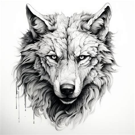 Realistic Wolf Portrait Tattoo Drawing With High Contrast And 3d Effect