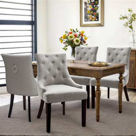 Fangflower Button Tufted Parsons Dining Chairs Set Of With