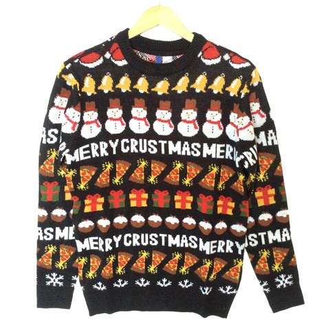 Merry Crustmas Pizza Lover Tacky Ugly Christmas Sweater The Ugly