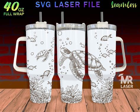 Turtle V Laser Engraved Full Wrap Design For Oz Tumbler Turtle Svg