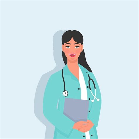 Vector un estilo plano de especialista médico mujer médico sonriente