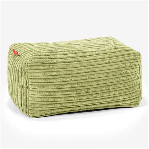 Lounge Pug Cord Bean Bag Footstool Small Lime Green Size 20cm H X 35cm D X 45cm Wide Big