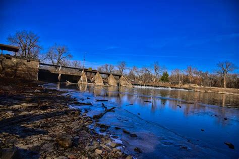 Dam On The Skunk River At Oakland Mills Park Mount Pleasant Iowa Stock