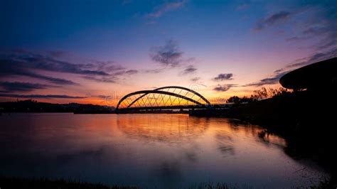 A Dramatic Scenery during Sunrise at Putrajaya Lake. View of DAM and ...