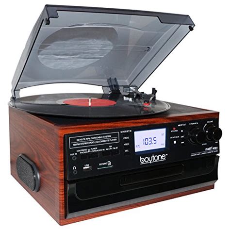 Boytone Bt 22m Bluetooth Record Player Turntable Amfm Radio Cassette Cd Player 2 Built In