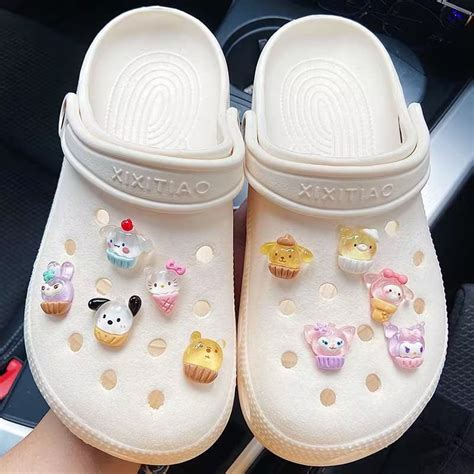 Pcs Set Sanrio Cake Button Shoes Charm Croc Jibz Transparent Crystal