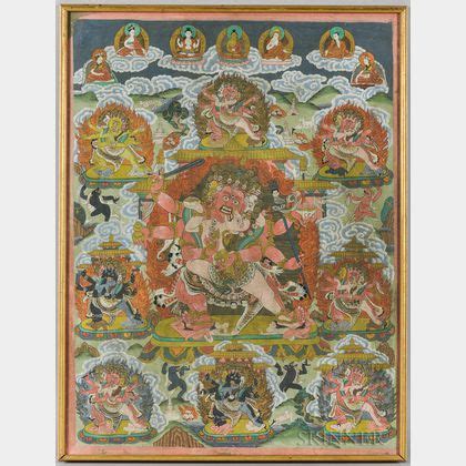 Sold At Auction Thangka Depicting Six Armed Mahakala Auction Number