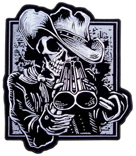 Cowboy Skeleton With Shotgun Embroidered Biker Patch Quality Biker