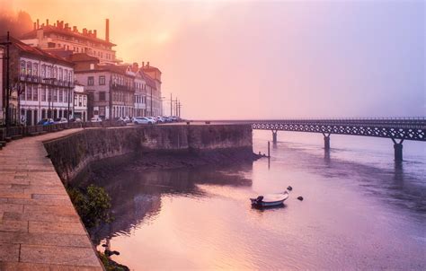 Wallpaper Landscape Bridge The City Fog River Dawn Boat Home