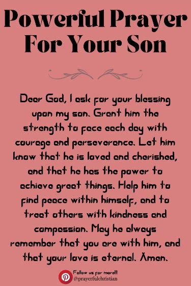 Powerful Prayer For Your Beloved Son In Prayer For My Son