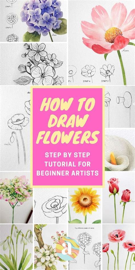 Flower Drawing Easy Tutorials For Beginners To Draw Flower Drawing