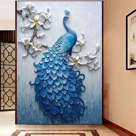 5d Diy Full Drill Diamond Painting Kit Peacock Magnolia Diamond Embroidery Handmade Rhinestone