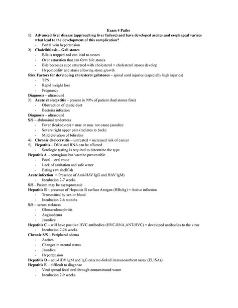 Exam Patho Final Summary Exam Patho Advanced Liver Disease