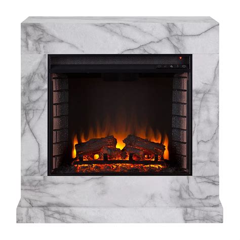 Southern Enterprises Electric Fireplace, Color: White Faux Marble ...