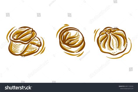 Set Dim Sum Hand Drawing Illustration Stock Vector Royalty Free