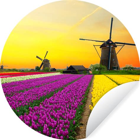 Wallcircle Muurstickers Behangcirkel Windmolen Tulpen Bloemen