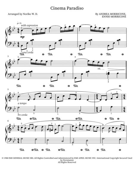 Cinema Paradiso Arr Noriko Wd By Ennio Morricone Sheet Music For Easy Piano At Sheet Music