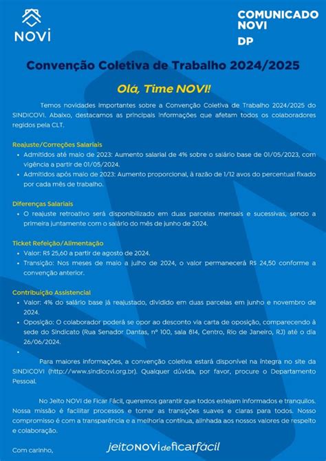 Convenção Coletiva De Trabalho 20242025 Sindicovi Área Do Colaborador