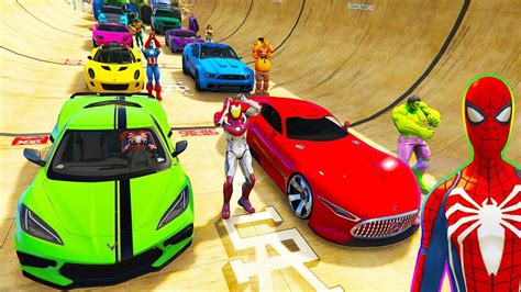 Spiderman Cars Racing Challenge Mega Sea Ramp Spiderman Hulk Ironman