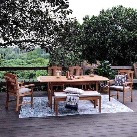 Cambridge Casual Caterina Piece Teak Wood Outdoor Dining Set With