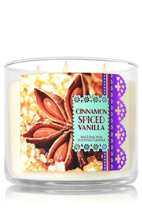 Cinnamon Spiced Vanilla 3 Wick Candle Home Fragrance 1037181 Bath Body Works Candles Bath