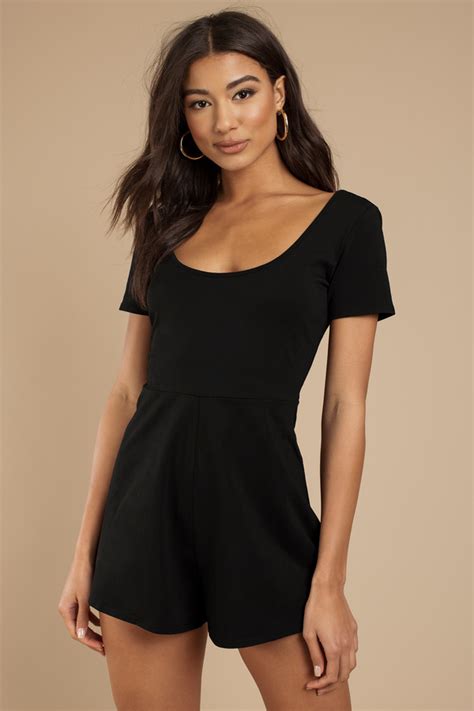 Cute Black Romper Short Sleeve Romper Black Romper 12 Tobi Us