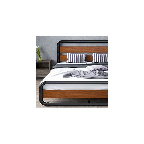 Sha Cerlin Queen Size Bed Frame With Wooden Headboard Footboard