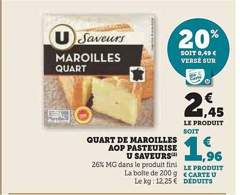 Promo Quart De Maroilles Aop Pasteuris U Saveurs Chez Hyper U