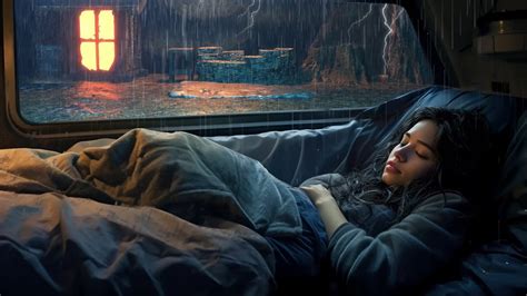 Raindrops Outside Lulled You To Sleep In A Camping Car A Thunderstorm