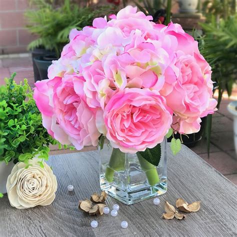 House Of Hampton Peony And Hydrangea Floral Arrangement In Vase