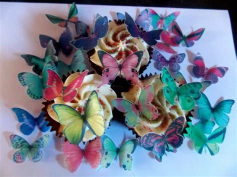 30 Precut Edible Mixed Butterfly Wafer Rice Paper Cake Cupcake Toppers