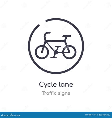 Cycle Lane Outline Icon. Isolated Line Vector Illustration from Traffic Signs Collection Stock ...